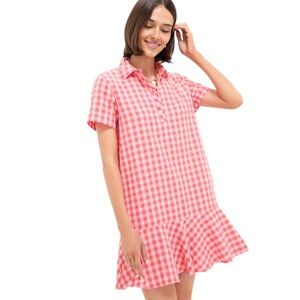 Tuckernuck Pink and White Gingham Polo Mini Dress